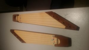 View of 2 Finnish kanteles stringed instruments for teaching