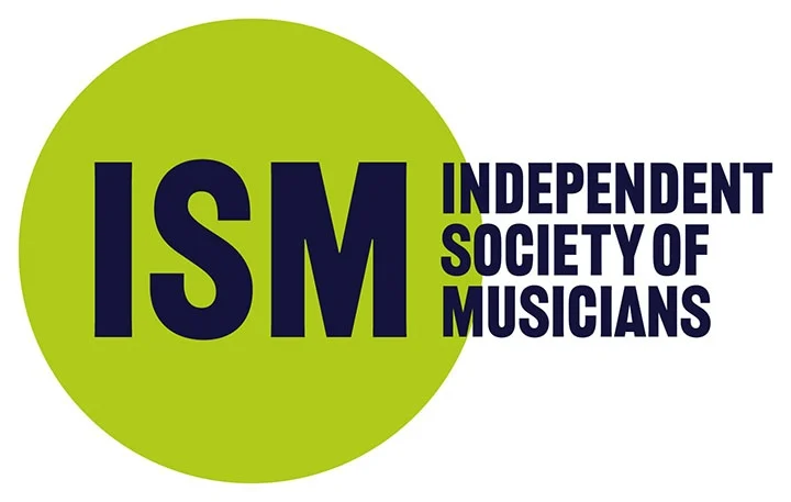 ISM logo features bold lettering in navy blue on a bright green circle